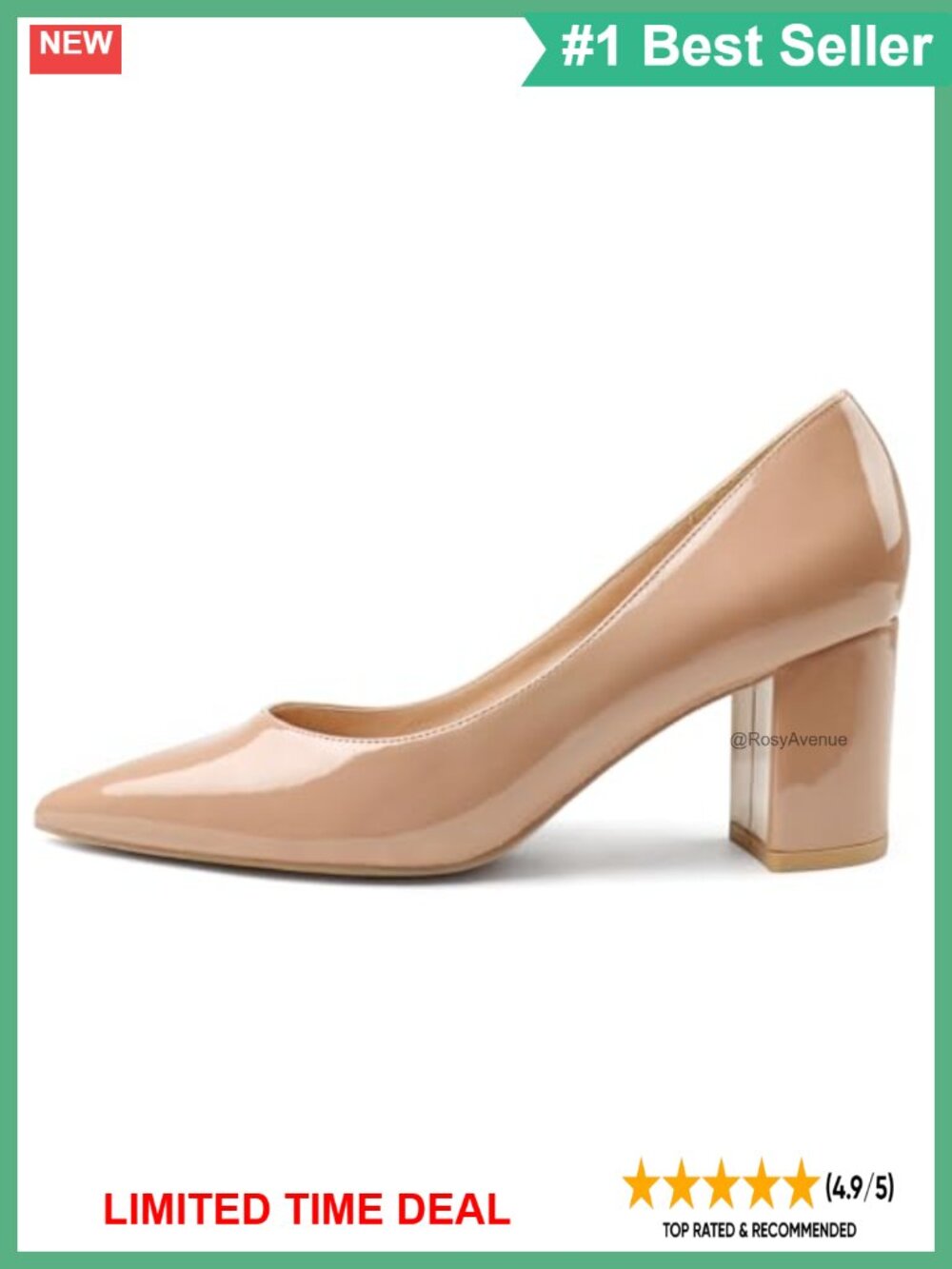 Pointed Toe Chunky Block Heel Pumps Business Casual